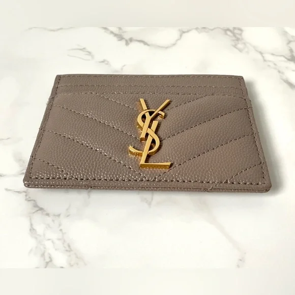 ❌SOLD❌ Saint Laurent YSL Card Holder Dusty Beige Grain de Poudre - Picture 6 of 16